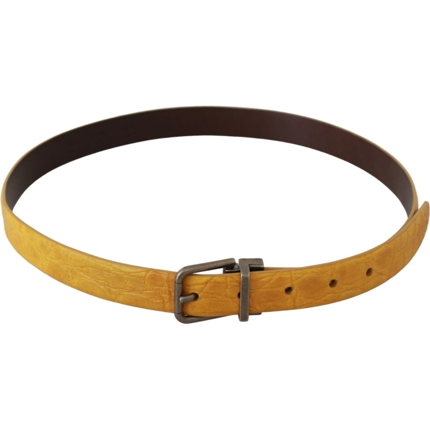 Dolce & Gabbana Exotic Yellow Animal Pattern Leather Belt Belt Dolce & Gabbana