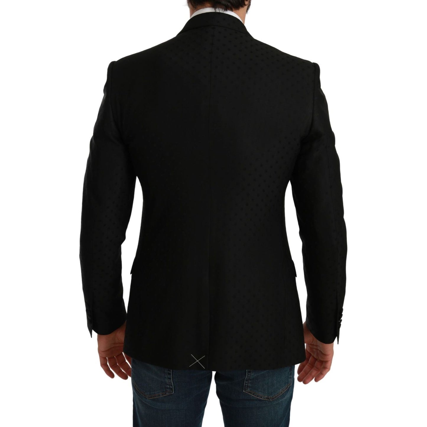 Dolce & Gabbana Elegant Black Polka Dotted Wool Blend Blazer Dolce & Gabbana