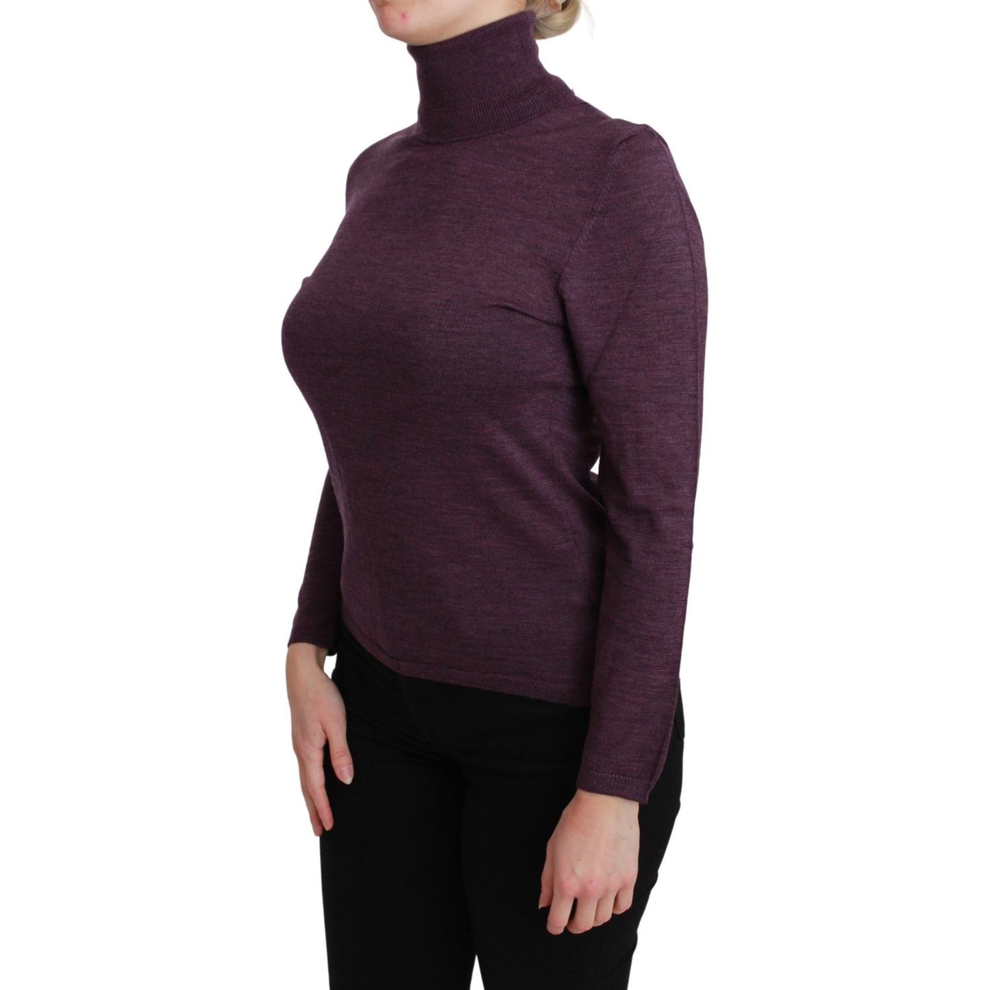 BYBLOS Elegant Turtleneck Wool Sweater in Purple BYBLOS