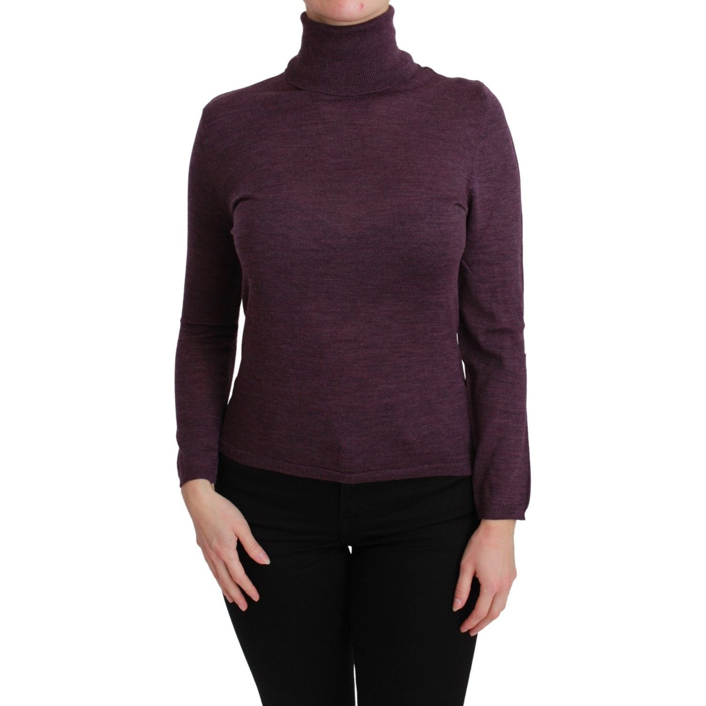 BYBLOS Elegant Turtleneck Wool Sweater in Purple BYBLOS