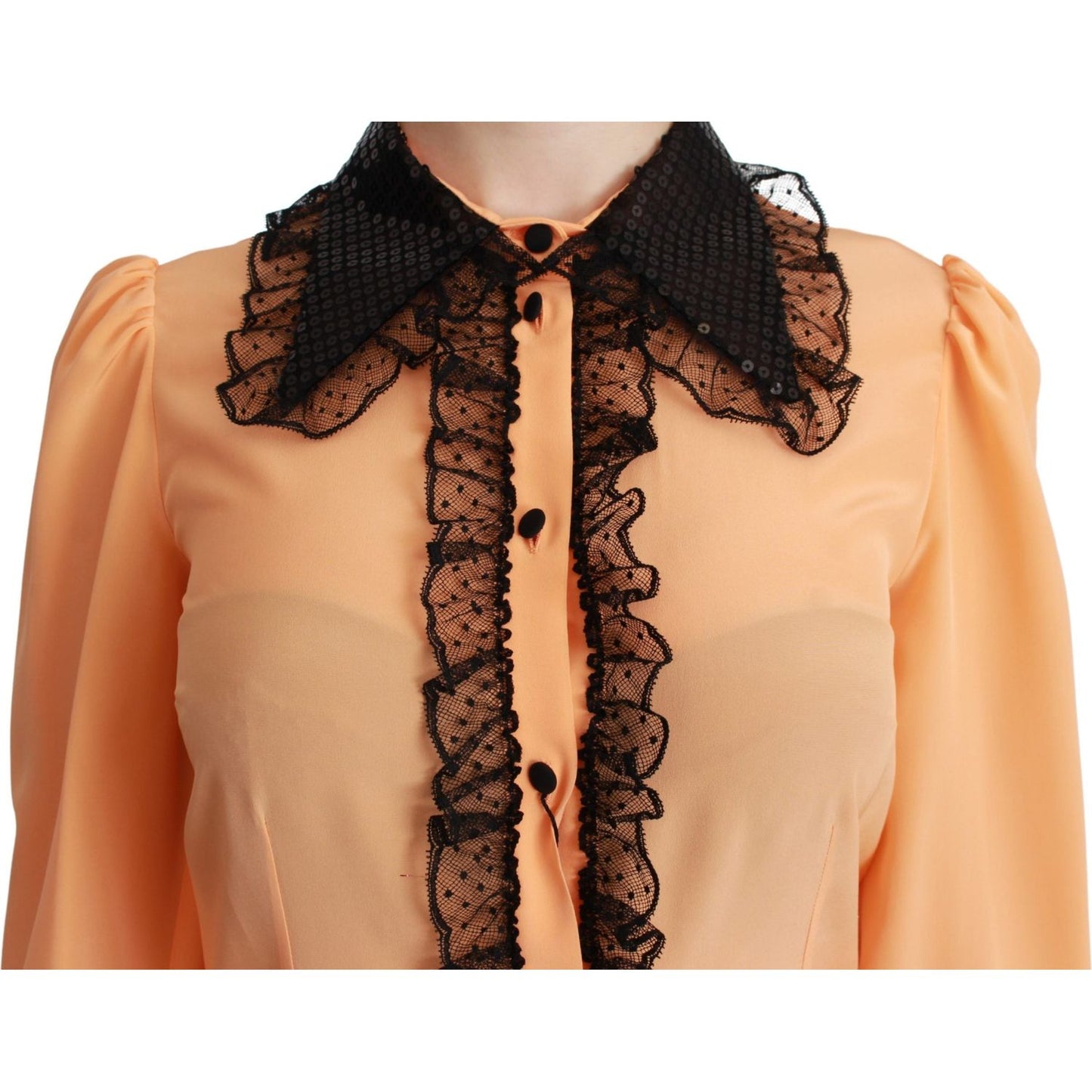 Dolce & Gabbana Silk Blend Yellow Blouse with Sequined Collar Dolce & Gabbana