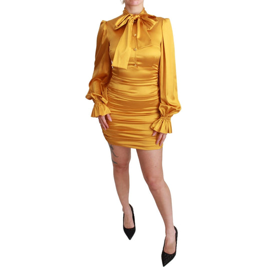 Dolce & Gabbana Radiant Yellow Silk Bodycon Mini Dress Dolce & Gabbana