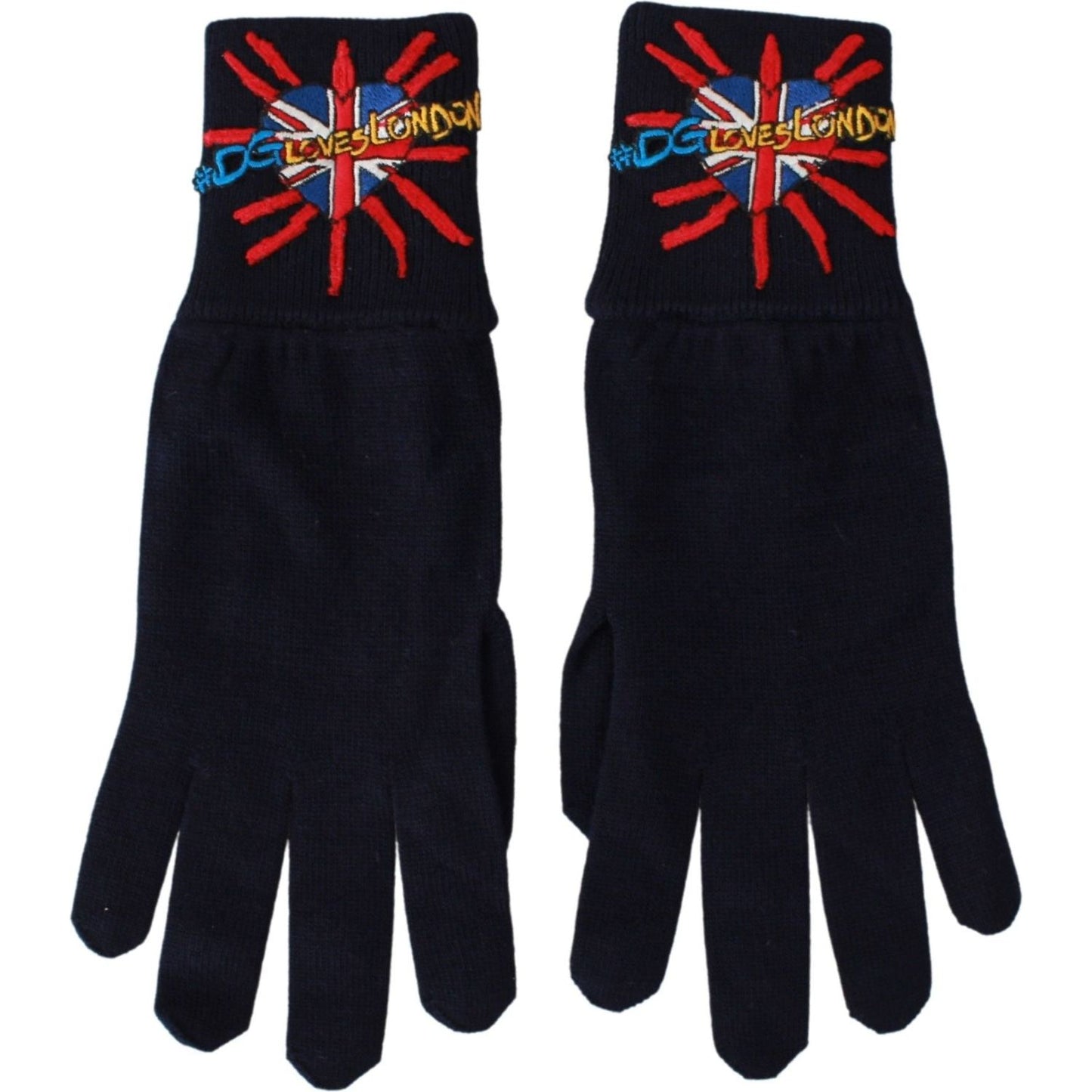 Dolce & Gabbana Blue Virgin Wool Unisex Gloves Dolce & Gabbana