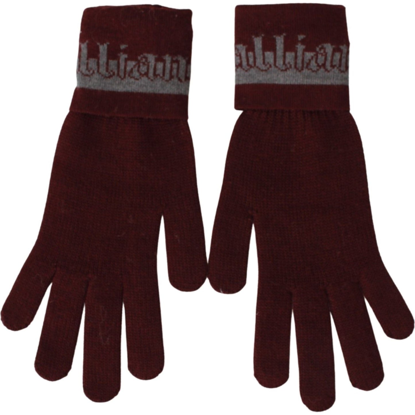 John Galliano Maroon Wool-Blend Designer Gloves John Galliano