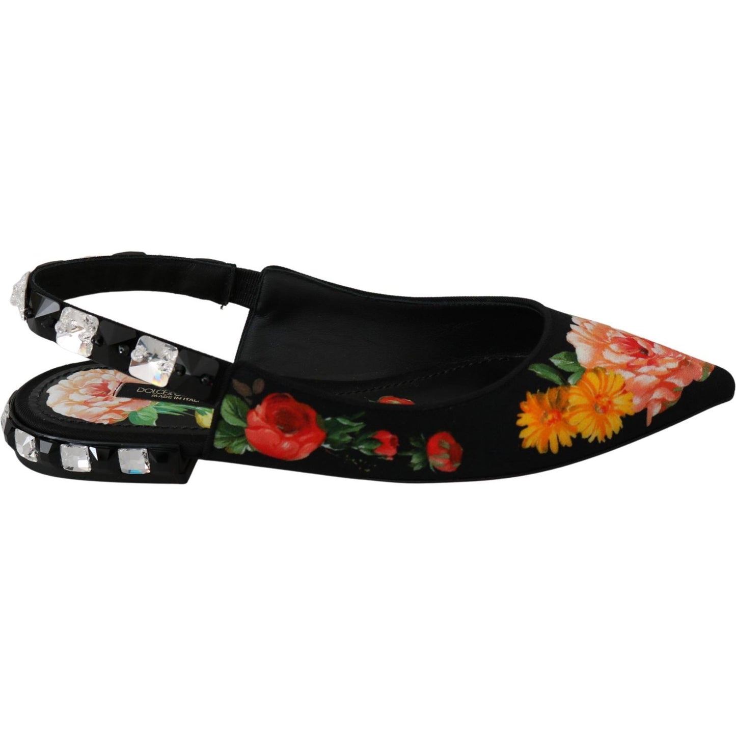 Dolce & Gabbana Elegant Crystal-Embellished Floral Flats Dolce & Gabbana