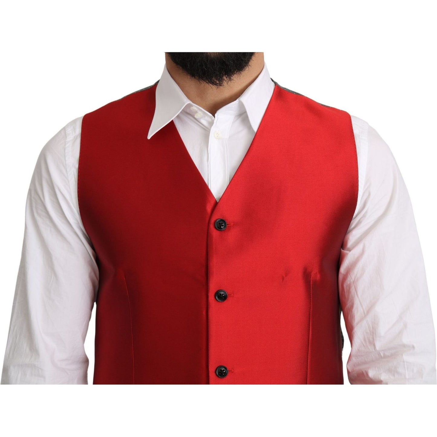 Dolce & Gabbana Ravishing Red Silk Formal Vest Dolce & Gabbana