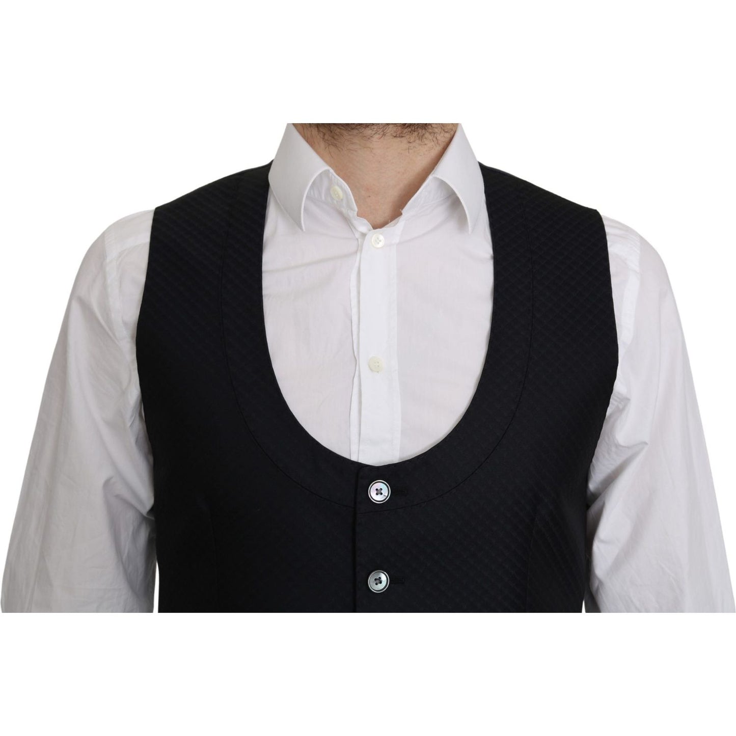 Dolce & Gabbana Elegant Blue Silk-Blend Formal Vest Dolce & Gabbana