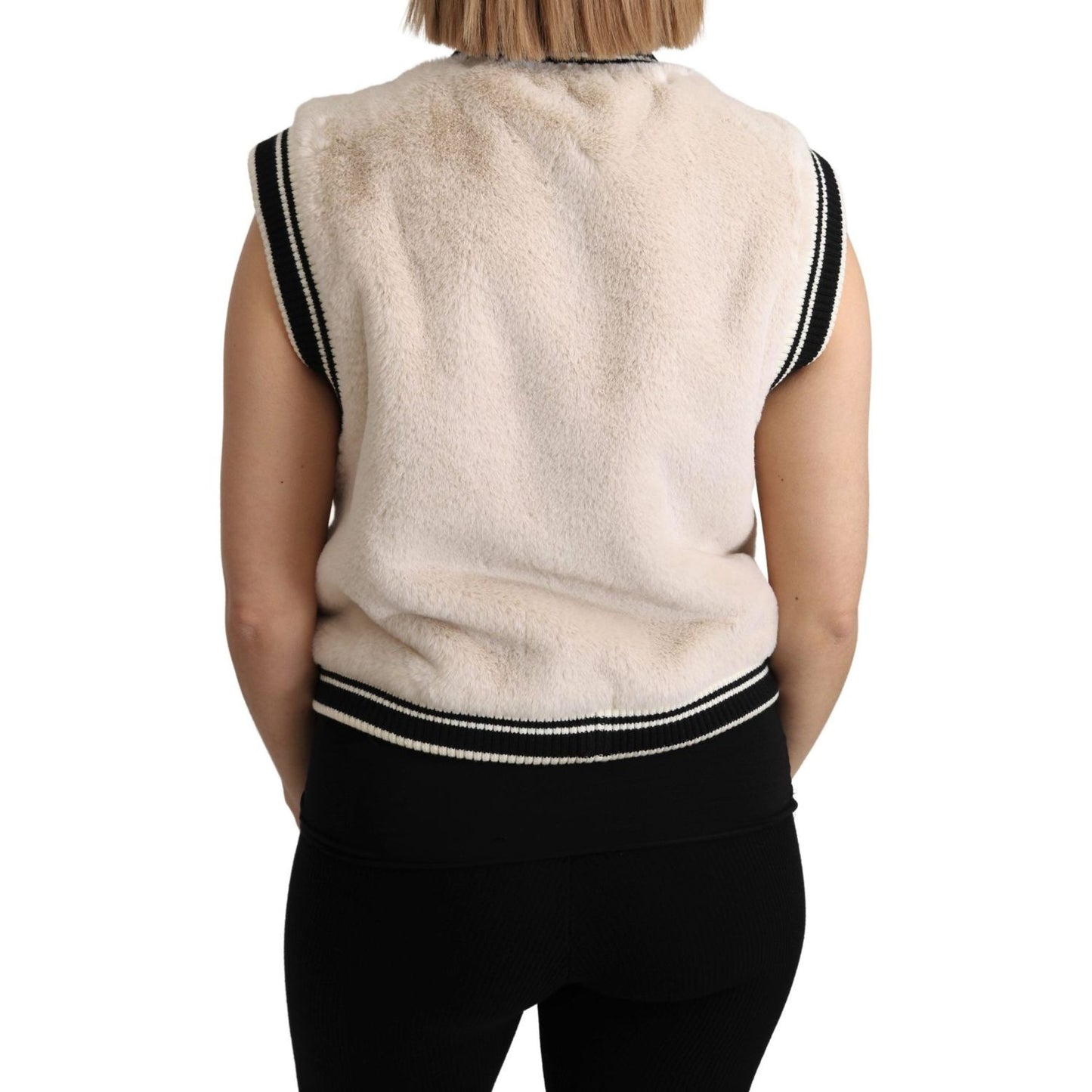 Dolce & Gabbana Elegant Sleeveless Faux Fur Vest Dolce & Gabbana