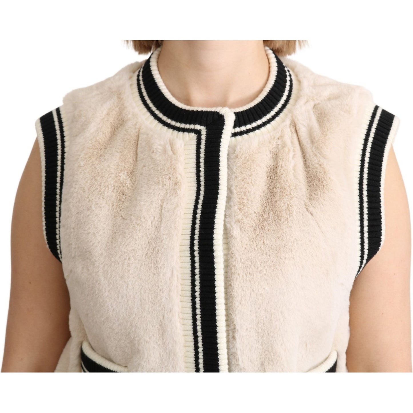 Dolce & Gabbana Elegant Sleeveless Faux Fur Vest Dolce & Gabbana