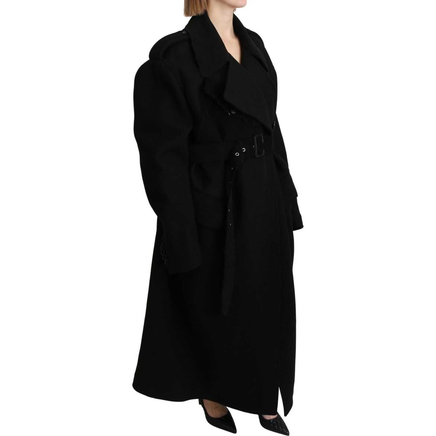 Dolce & Gabbana Elegant Black Wool Trenchcoat Dolce & Gabbana