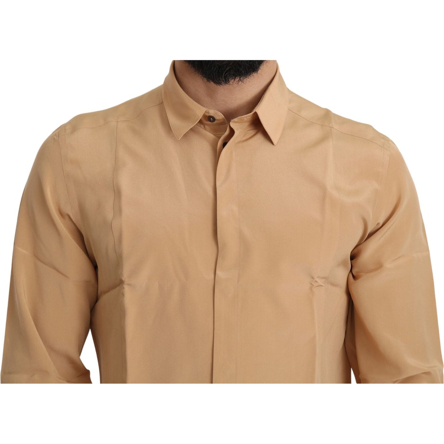 Dolce & Gabbana Elegant Yellow Silk Men's Formal Shirt