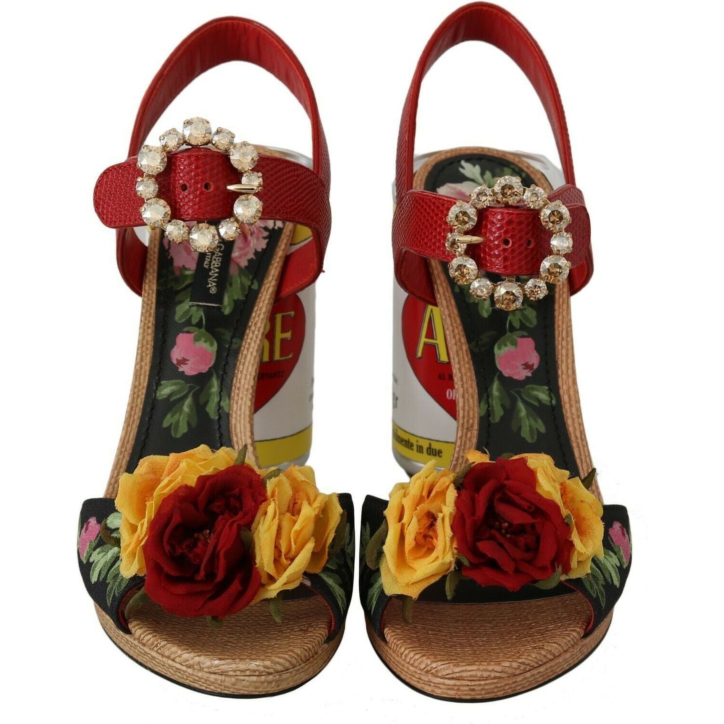 Dolce & Gabbana Multicolor Floral Crystal Embellished Sandals Dolce & Gabbana