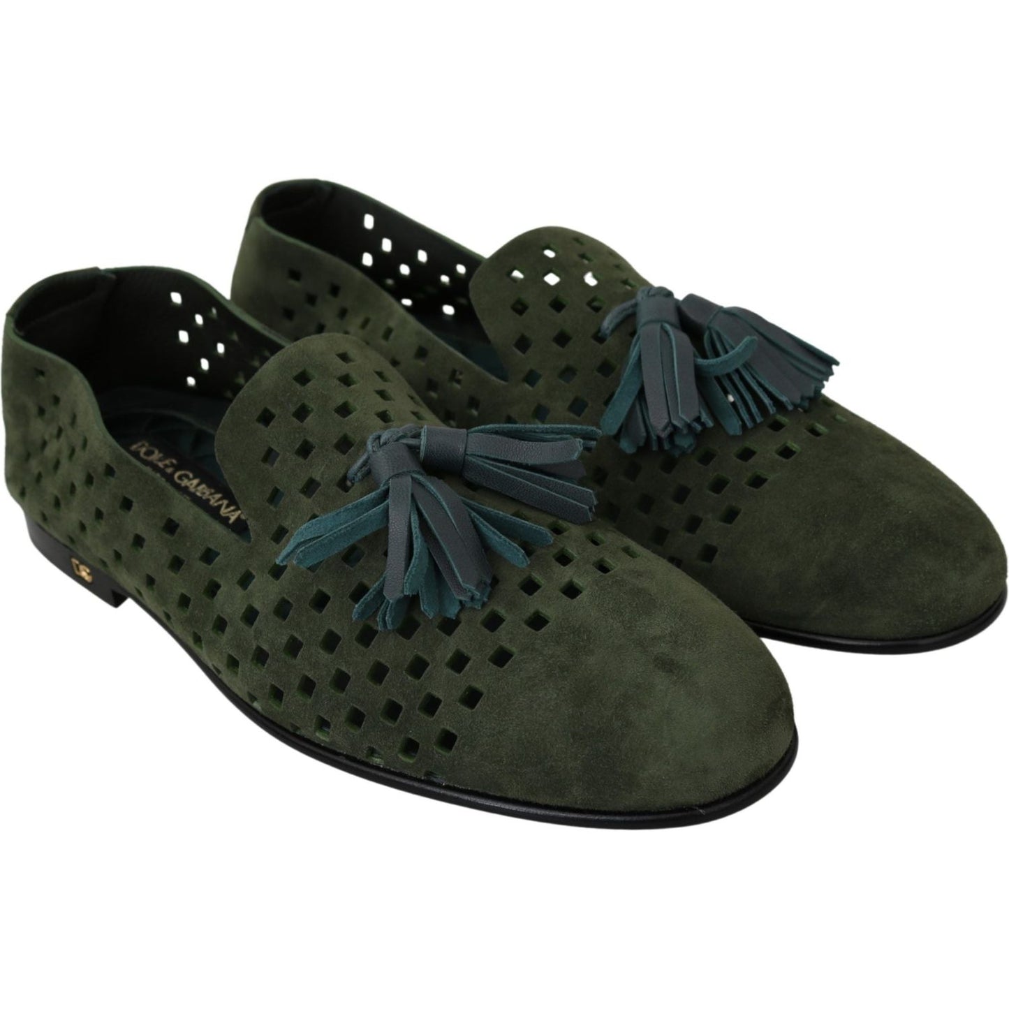 Dolce & Gabbana Elegant Green Suede Loafers for Men Dolce & Gabbana