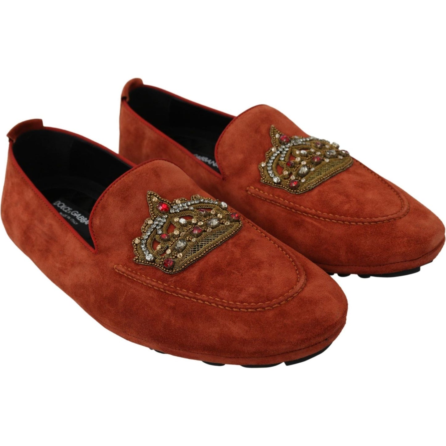 Dolce & Gabbana Elegant Orange Leather Moccasin Slippers Dolce & Gabbana