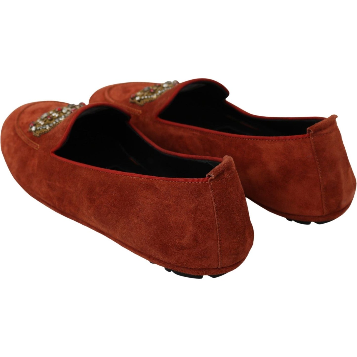 Dolce & Gabbana Elegant Orange Leather Moccasin Slippers Dolce & Gabbana