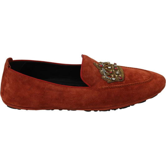 Dolce & Gabbana Elegant Orange Leather Moccasin Slippers Dolce & Gabbana