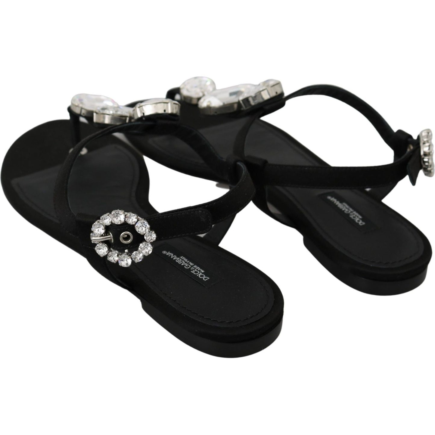 Dolce & Gabbana Elegant Crystal-Embellished Silk Sandals