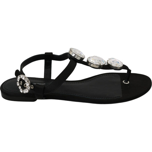 Dolce & Gabbana Elegant Crystal-Embellished Silk Sandals