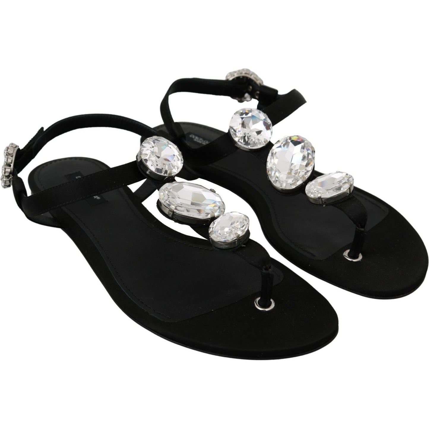 Dolce & Gabbana Elegant Crystal-Embellished Silk Sandals