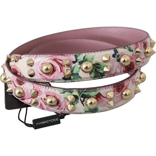 Dolce & Gabbana Chic Floral Pink Leather Shoulder Strap