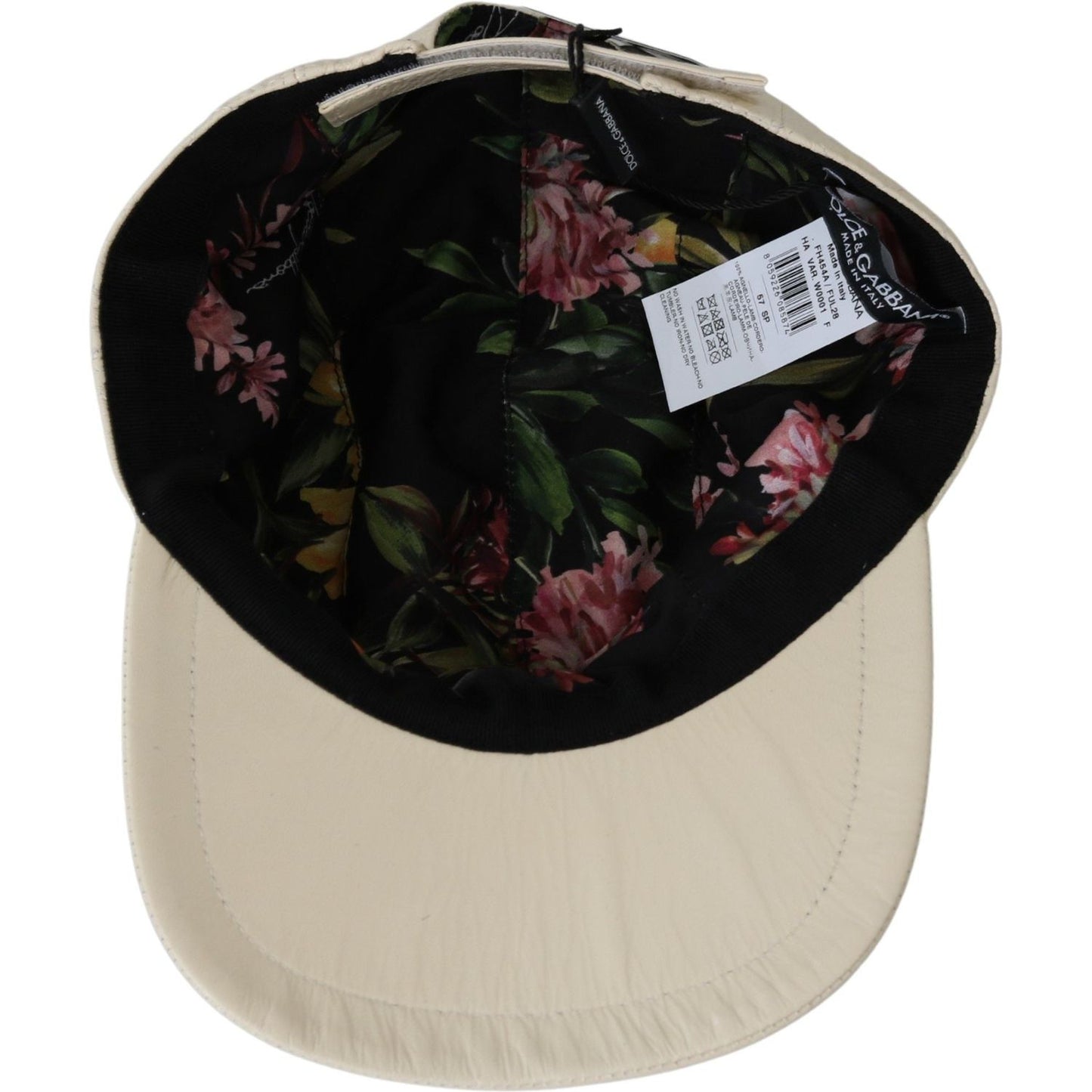 Dolce & Gabbana Elegant White Lambskin Leather Baseball Cap Cap Dolce & Gabbana