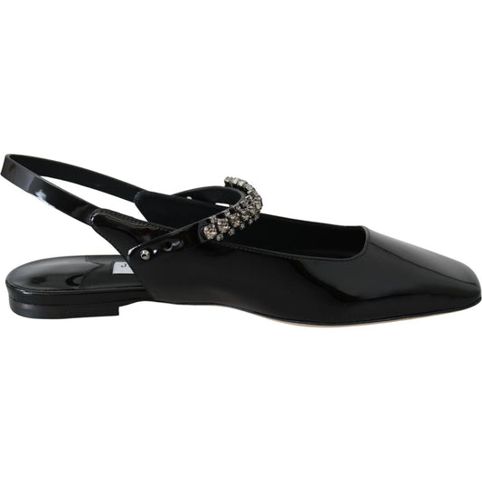 Jimmy Choo Elegant Black Patent Flats with Crystal Accent Jimmy Choo