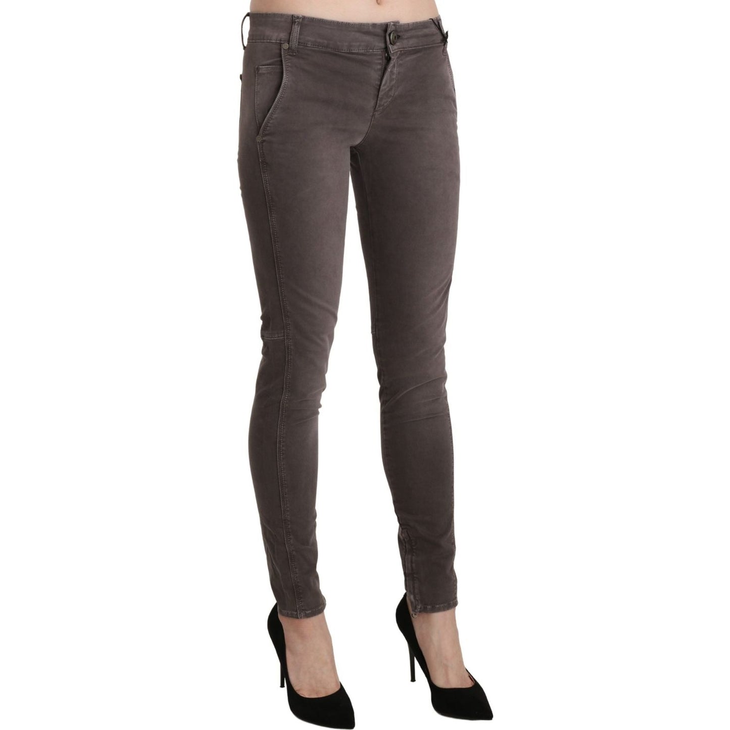 Ermanno Scervino Chic Brown Low Waist Skinny Trousers Ermanno Scervino