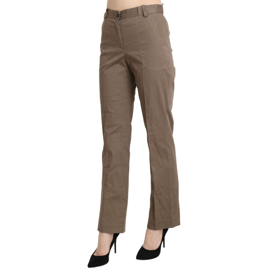 BENCIVENGA Elegant High Waist Straight Pants in Brown BENCIVENGA