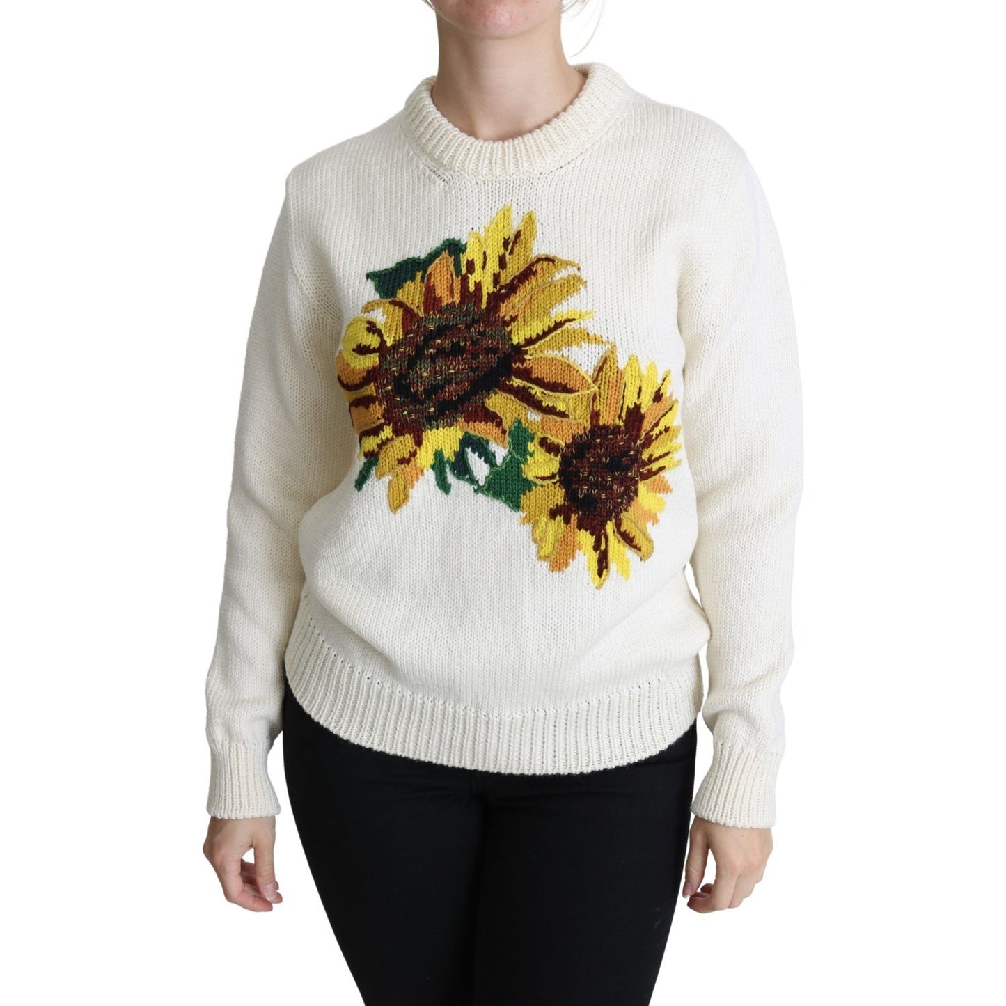 Dolce & Gabbana Elegant Knitted Sunflower Sweater Dolce & Gabbana