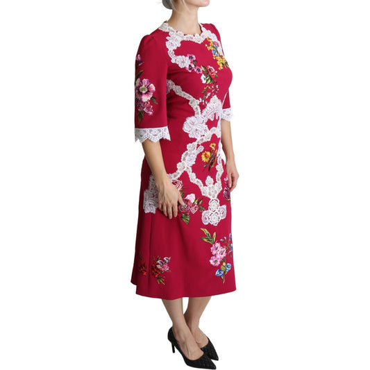 Dolce & Gabbana Floral Embroidered Sheath Midi Dress Dolce & Gabbana