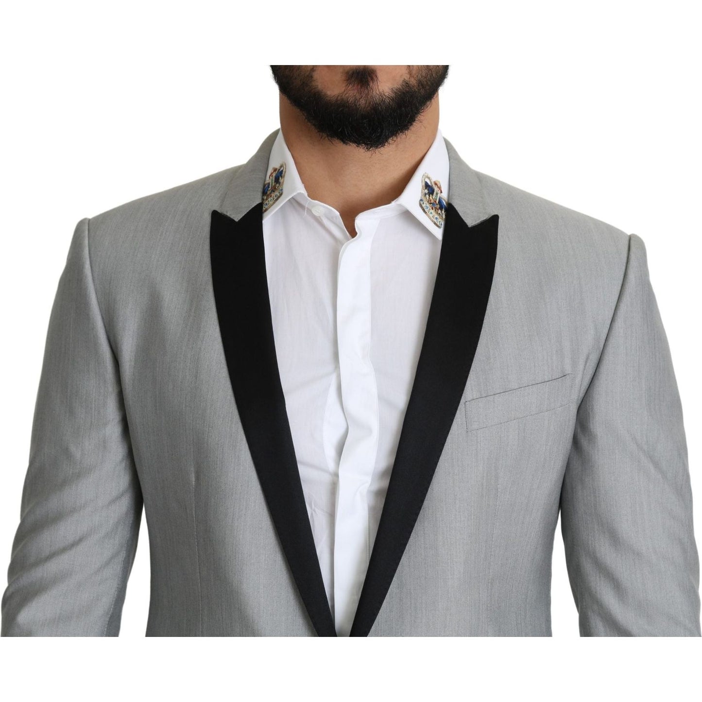 Dolce & Gabbana Elegant Silk Blend Light Gray Blazer Dolce & Gabbana