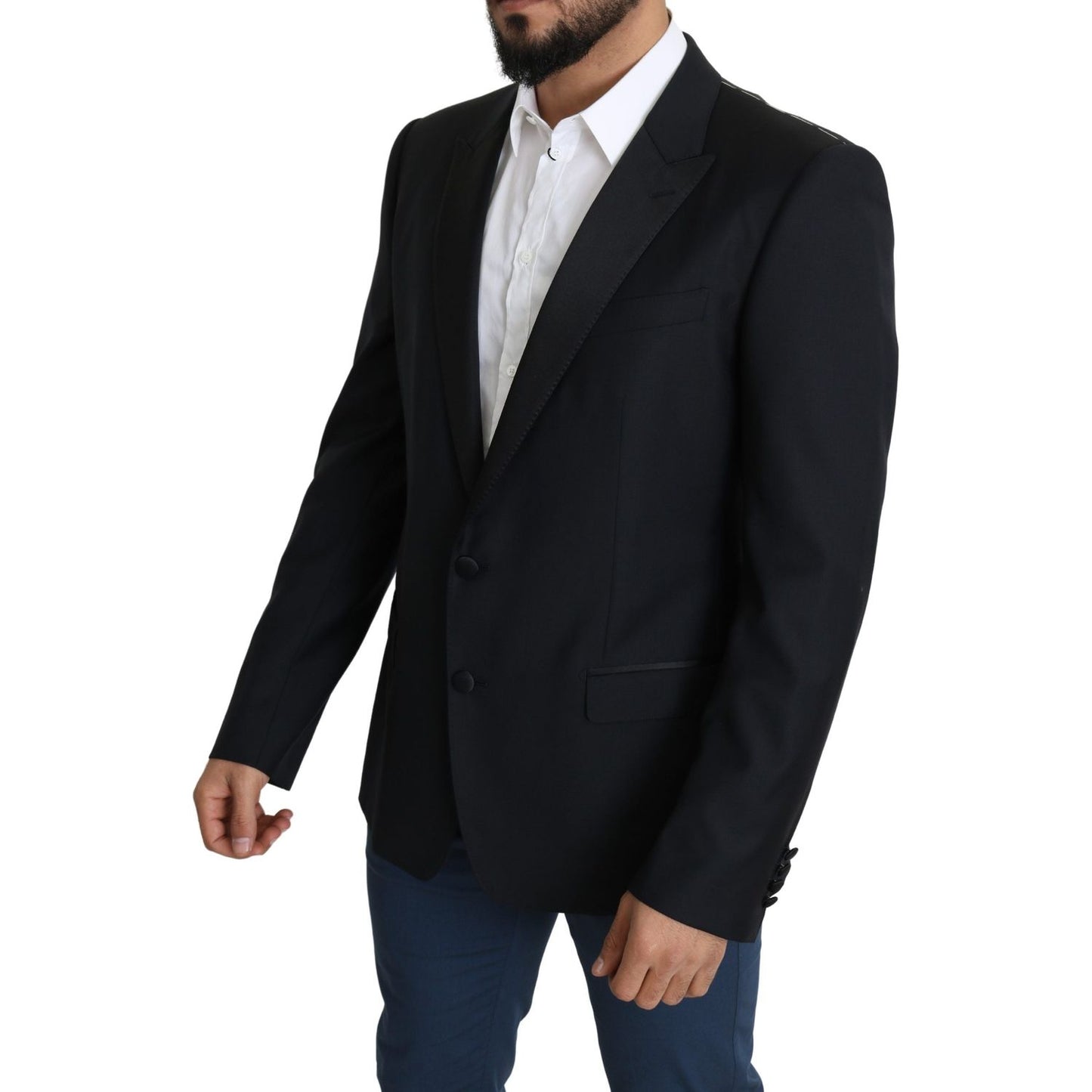 Dolce & Gabbana Elegant Black Virgin Wool Silk Blend Blazer Dolce & Gabbana