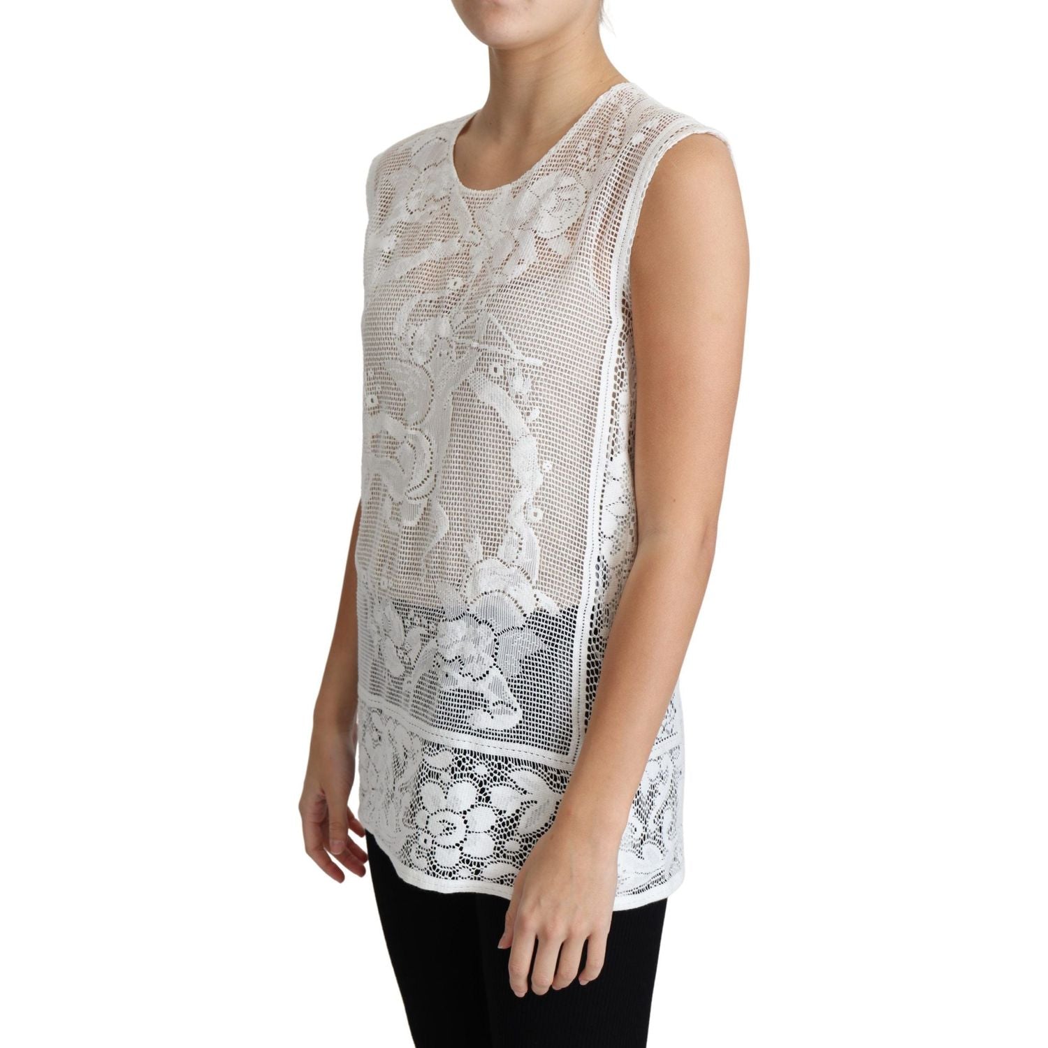 Dolce & Gabbana Chic Lace Floral Sleeveless Top