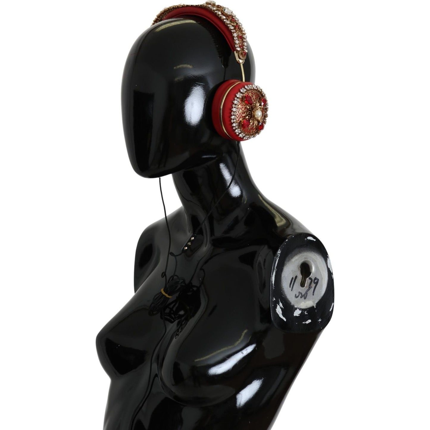 Dolce & Gabbana Exquisite Red Crystal Leather Headphones Dolce & Gabbana