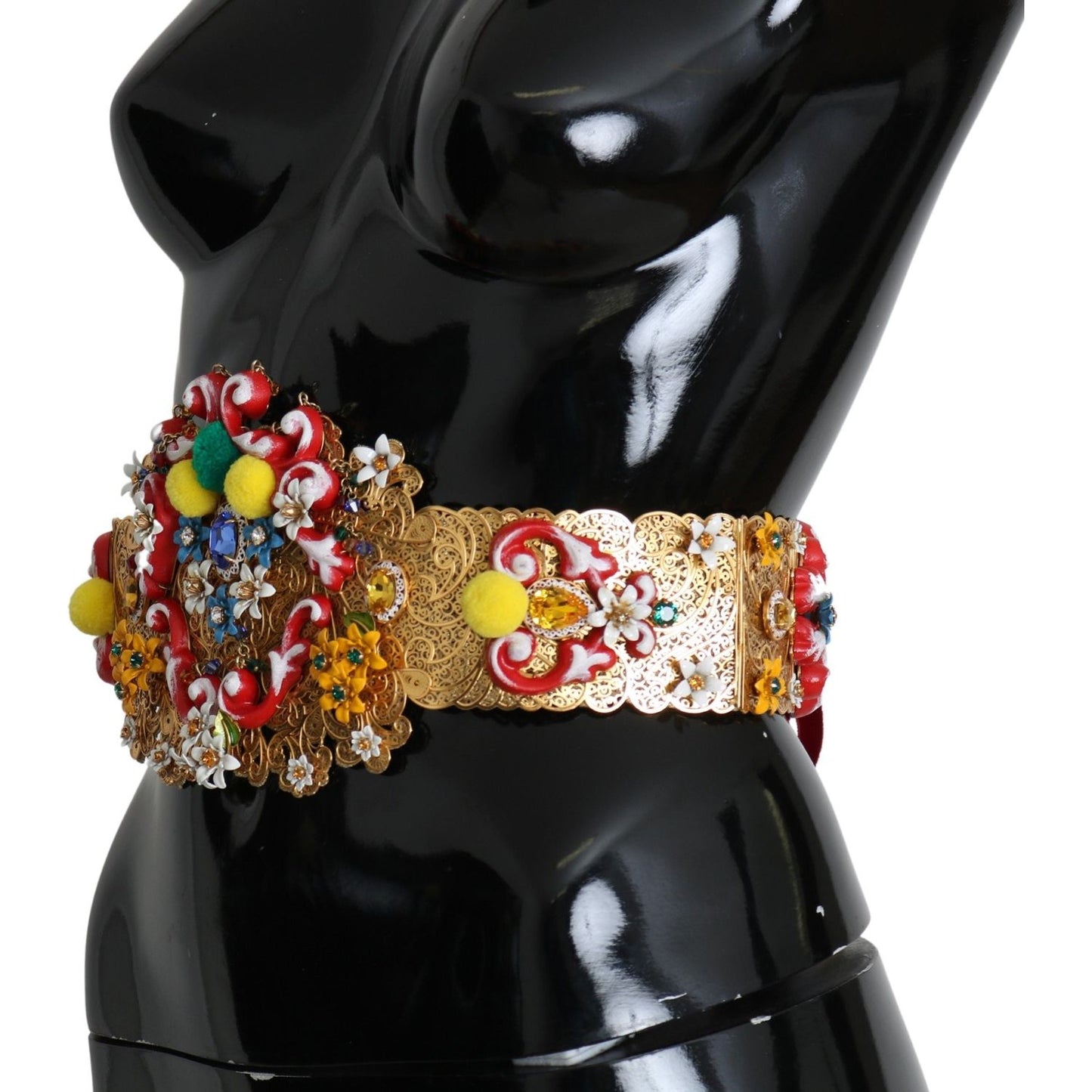 Dolce & Gabbana Gold-Tone Floral Crystal Waist Belt Belt Dolce & Gabbana