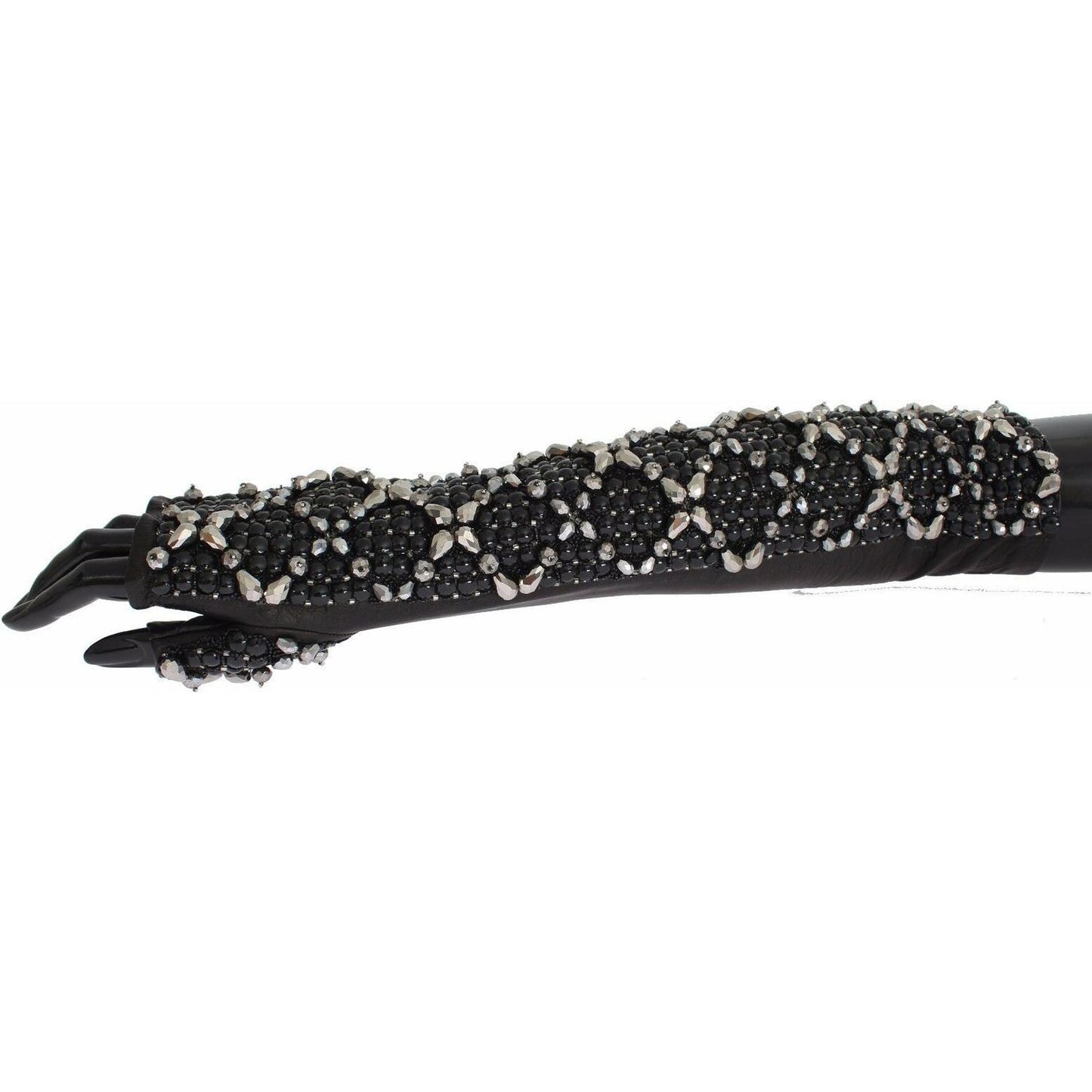 Dolce & Gabbana Elegant Crystal Beaded Leather Gloves Dolce & Gabbana