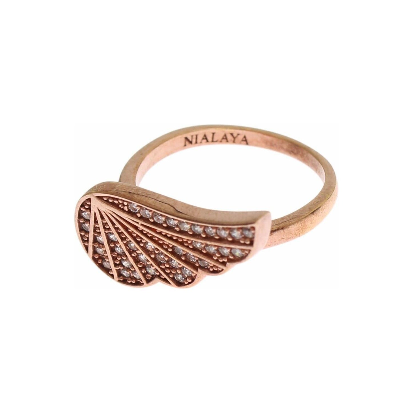 Nialaya Elegant Pink Gold CZ Crystal Ring Ring Nialaya