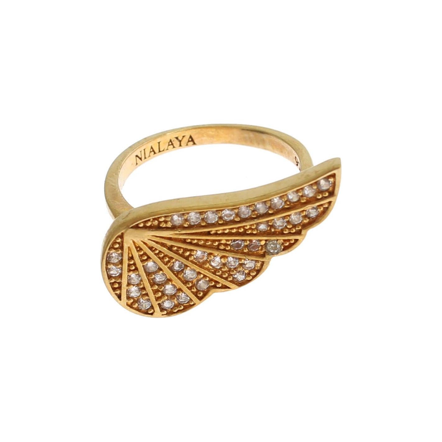 Nialaya Glamorous Gold Plated Crystal Ring Ring Nialaya