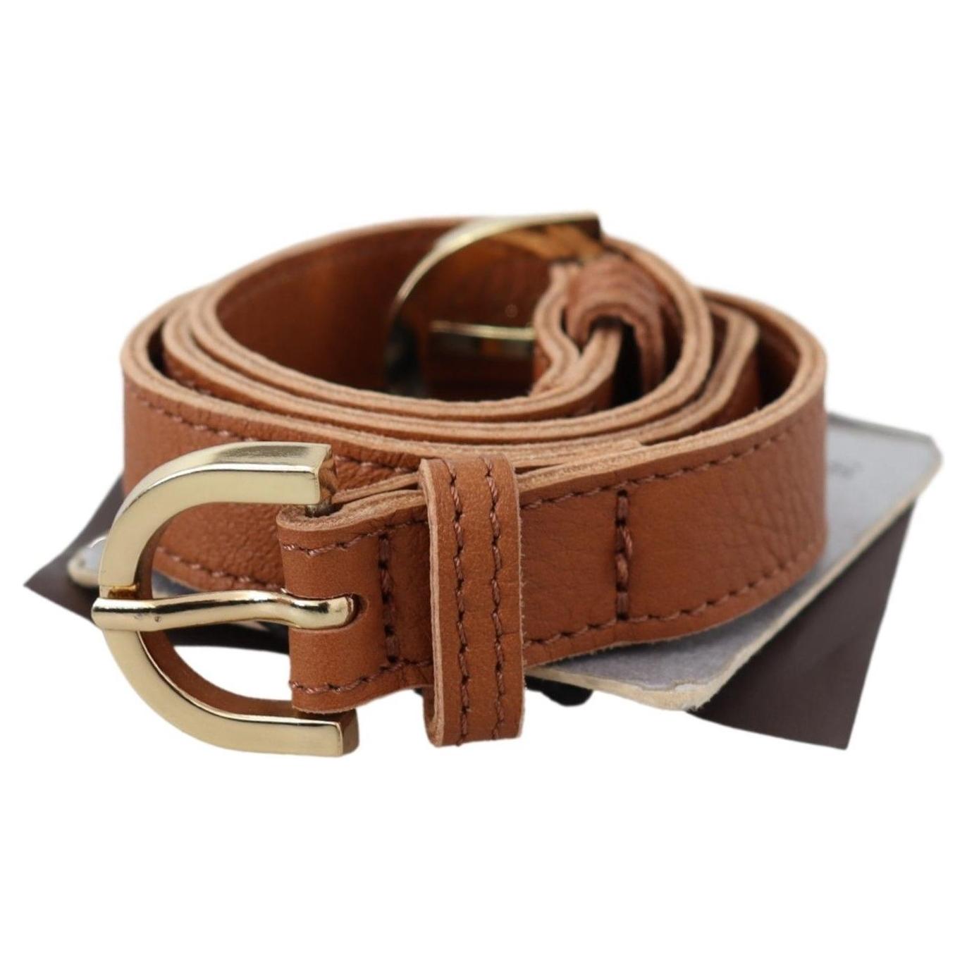 Scervino Street Elegant Brown Leather Double Buckle Belt Belt Scervino Street