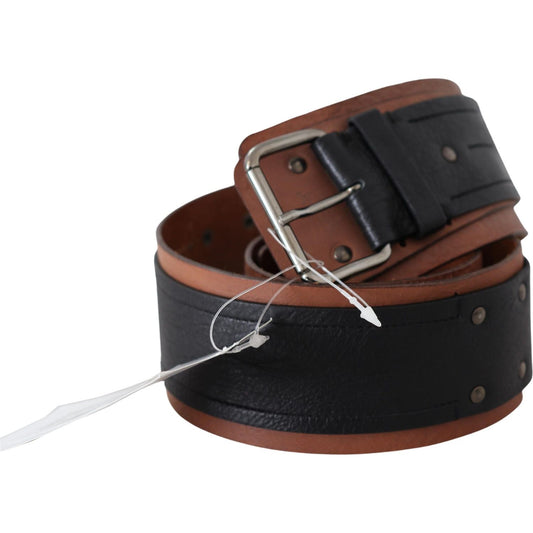 Costume National Elegant Leather Fashion Belt in Brown Black Belt Costume National