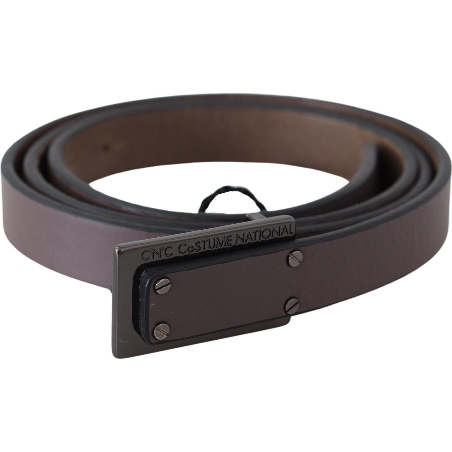 Costume National Elegant Dark Brown Leather Belt Belt Costume National