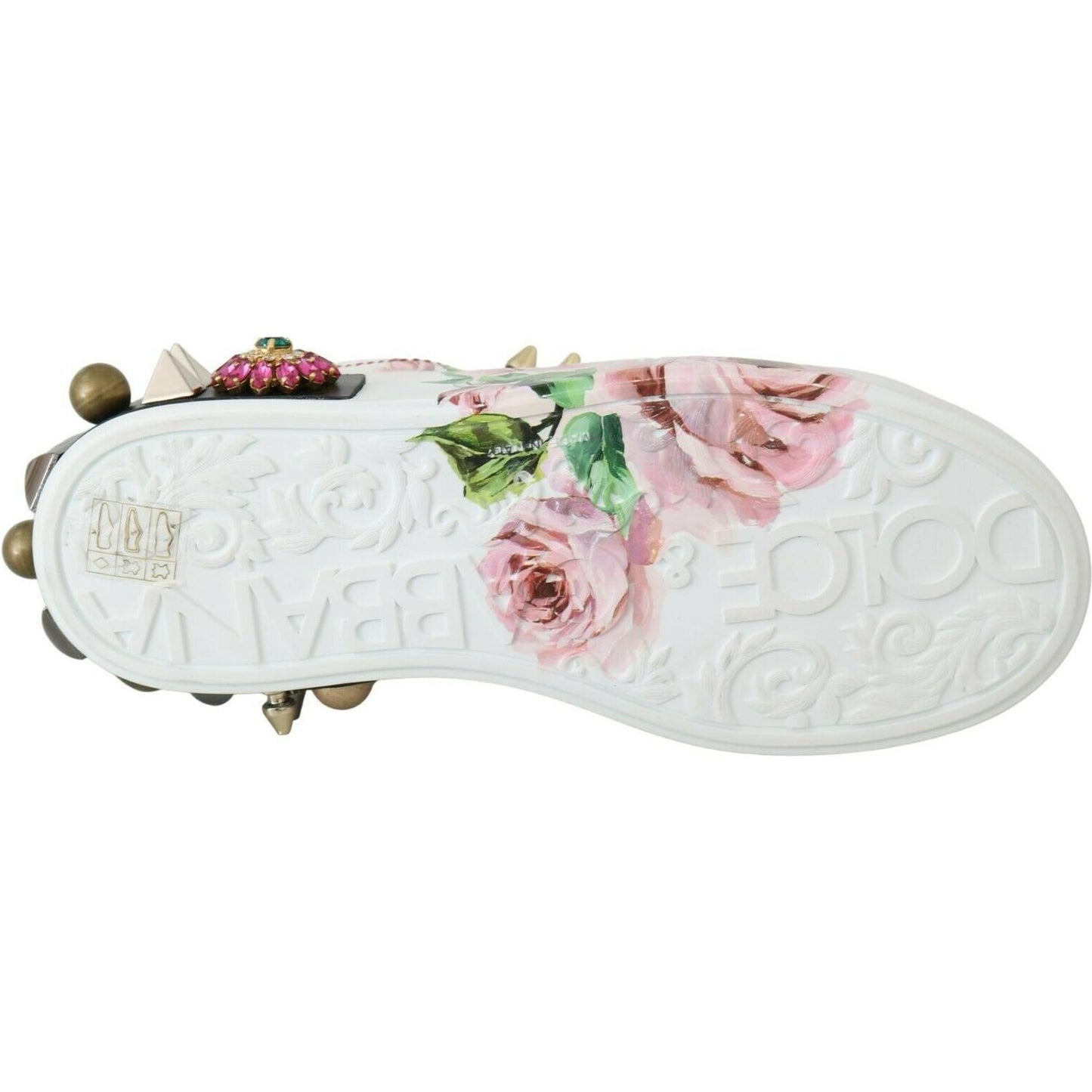 Dolce & Gabbana Floral Crystal-Embellished Leather Sneakers WOMAN SNEAKERS Dolce & Gabbana