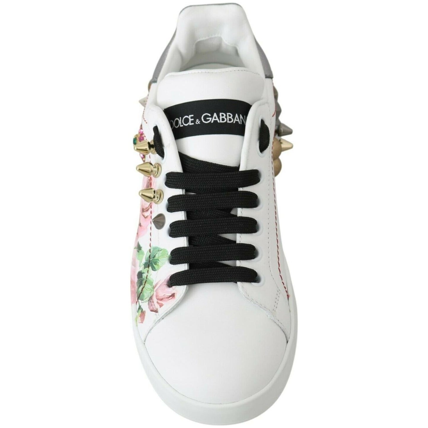 Dolce & Gabbana Floral Crystal-Embellished Leather Sneakers WOMAN SNEAKERS Dolce & Gabbana