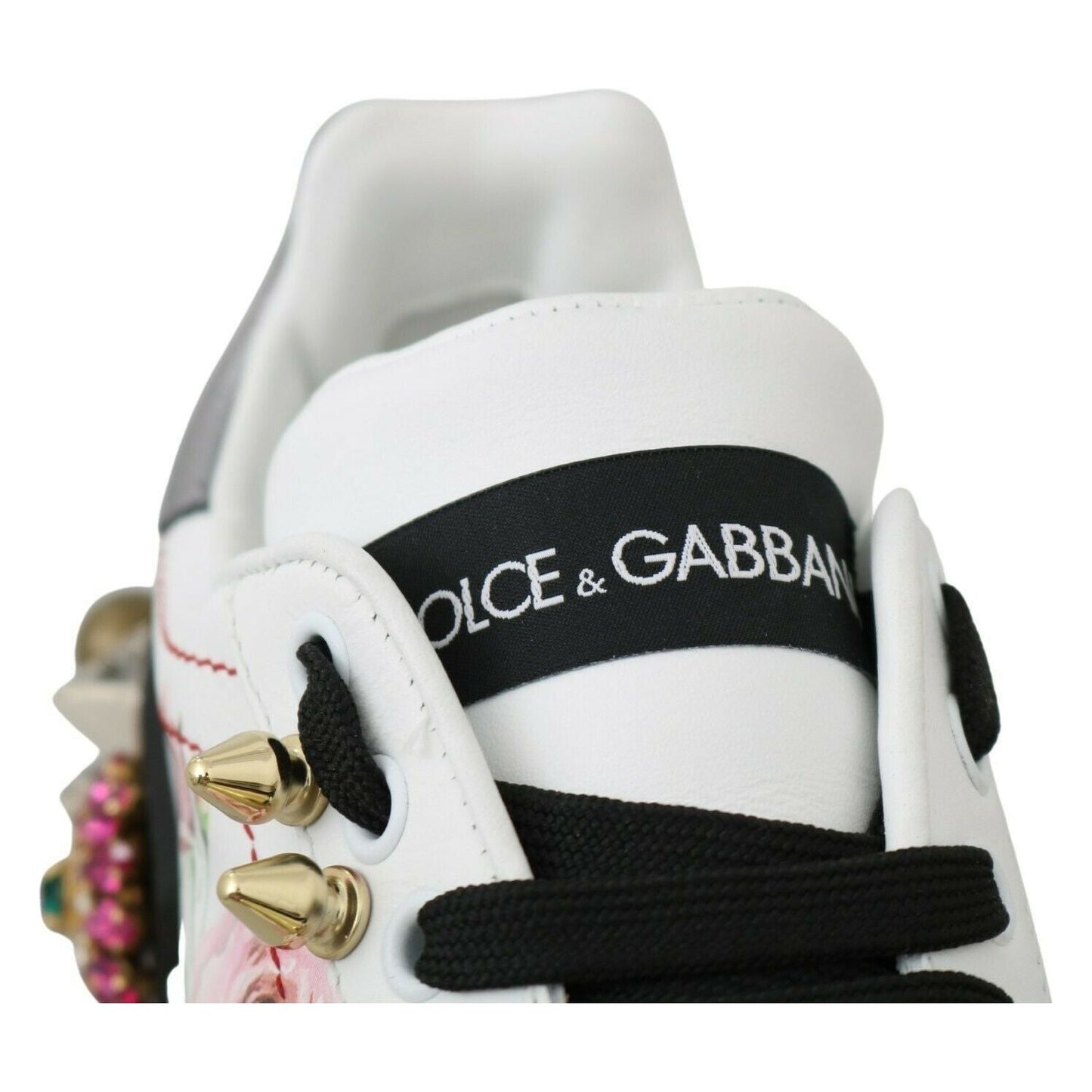 Dolce & Gabbana Floral Crystal-Embellished Leather Sneakers WOMAN SNEAKERS Dolce & Gabbana