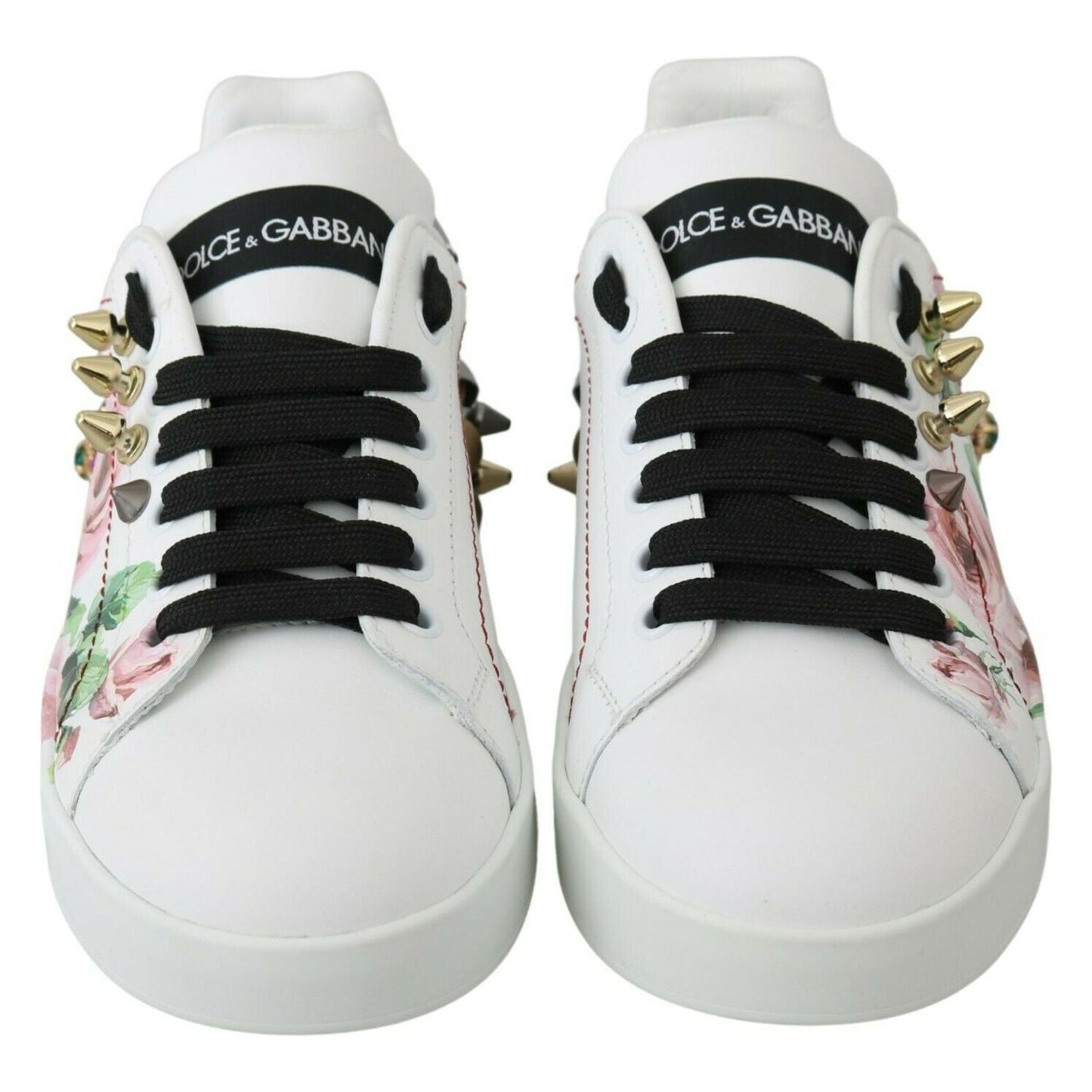 Dolce & Gabbana Floral Crystal-Embellished Leather Sneakers WOMAN SNEAKERS Dolce & Gabbana