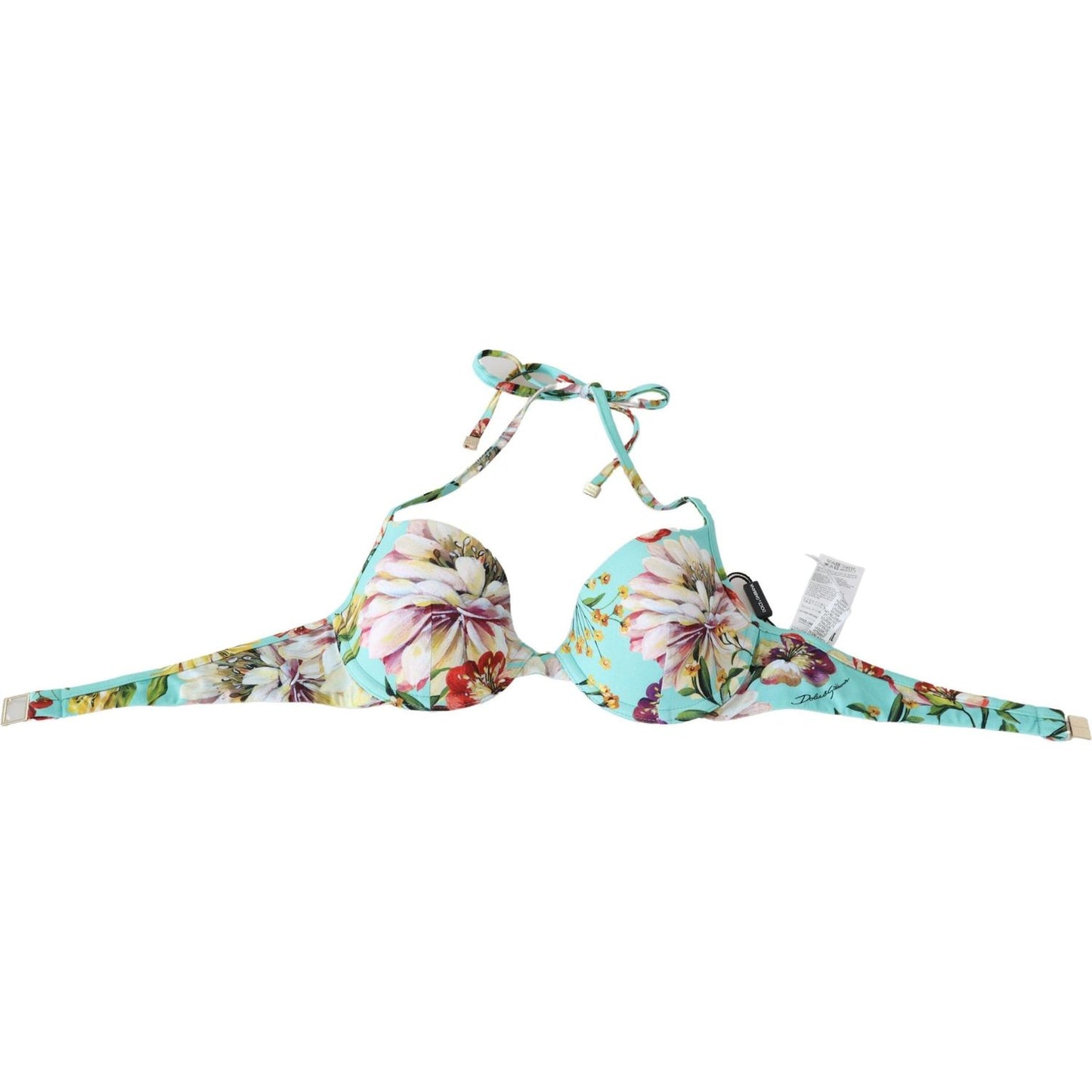 Dolce & Gabbana Chic Mint Green Floral Bikini Top Dolce & Gabbana