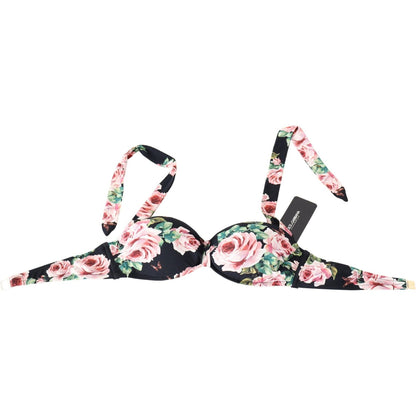 Dolce & Gabbana Elegant Black Floral Bikini Top Dolce & Gabbana