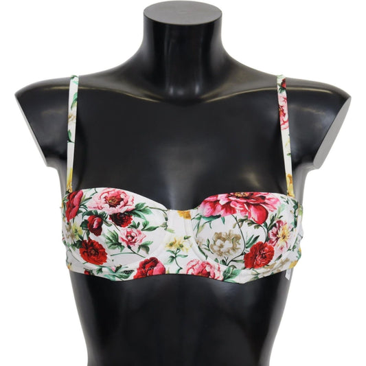 Dolce & Gabbana Elegant Floral Bikini Top – Summer Chic Dolce & Gabbana