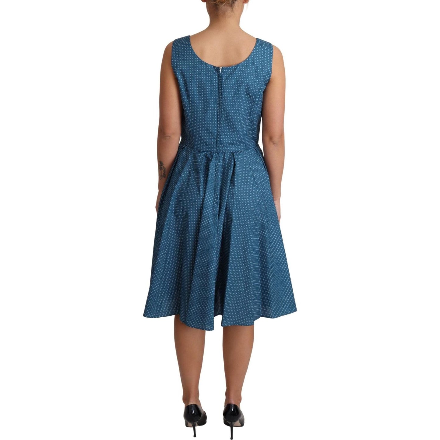 Dolce & Gabbana Blue Polka Dotted Sleeveless A-Line Dress Dolce & Gabbana