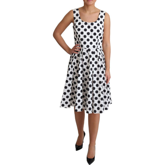 Dolce & Gabbana Elegant Polka Dot Sleeveless A-Line Dress Dolce & Gabbana